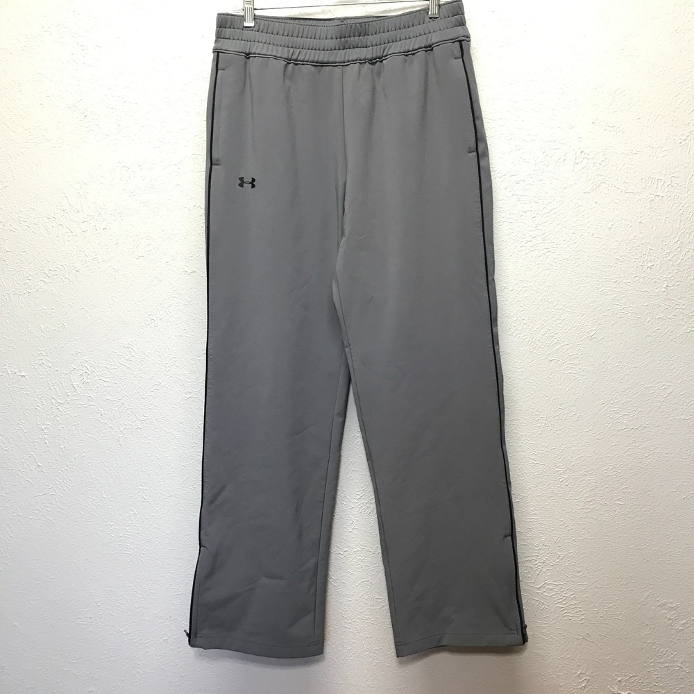 Under Armour Sideline Storm Woven Pants Size M Gray Track Zipper Ankle Fleece